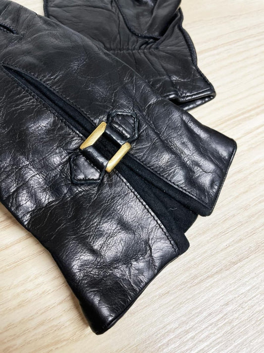 vintage portolano leather gloves | cashmere - blend lining - good market thrift store
