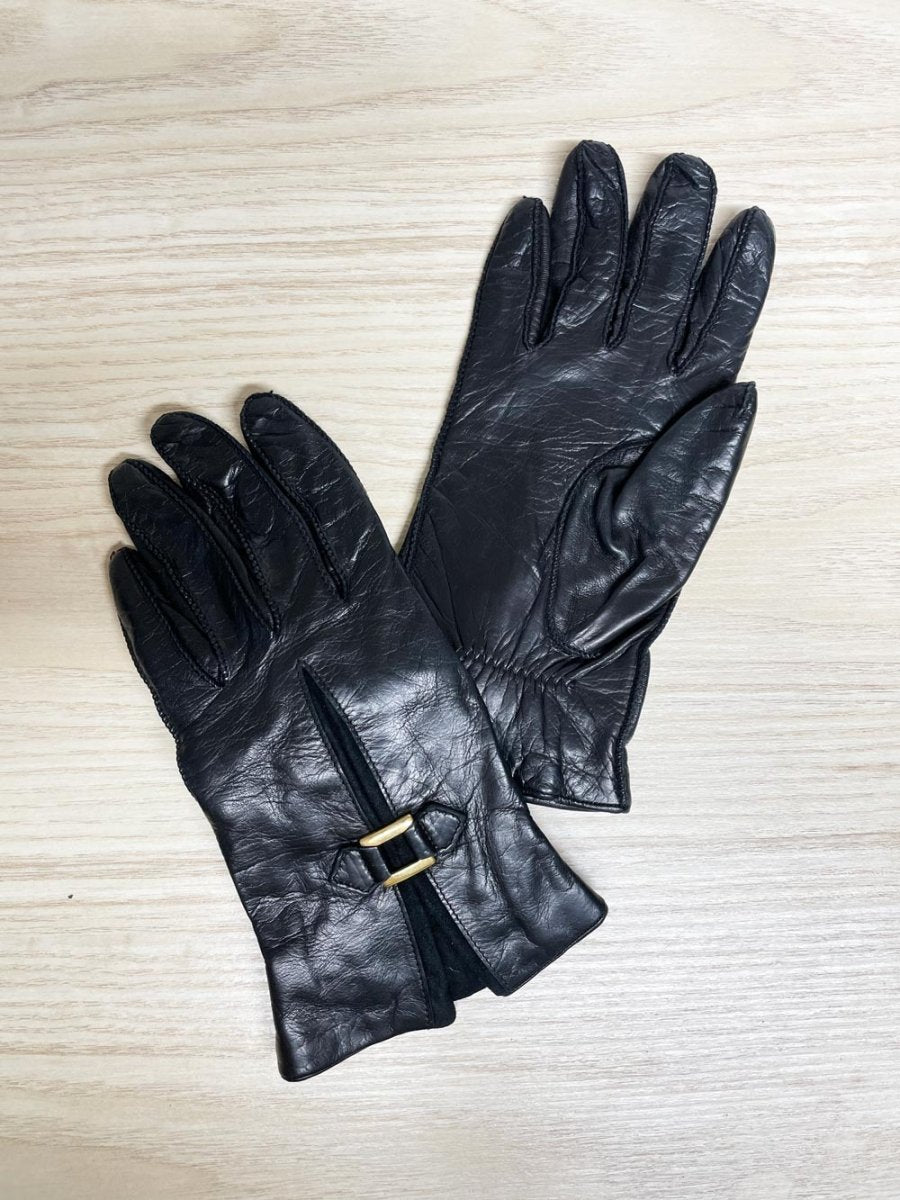 vintage portolano leather gloves | cashmere - blend lining - good market thrift store