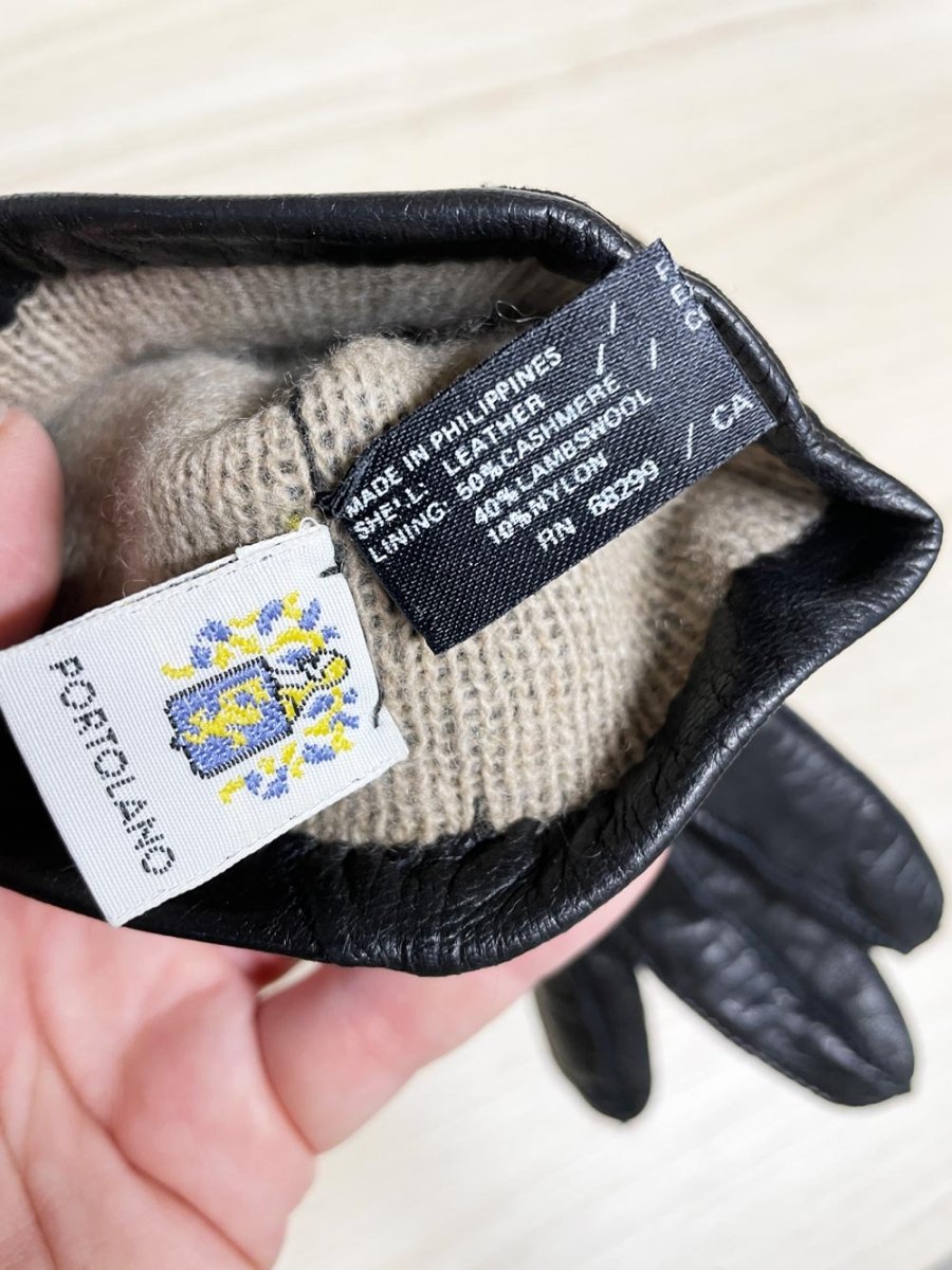 vintage portolano leather gloves | cashmere - blend lining - good market thrift store