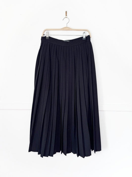 vintage ports 100% wool pleated full midi skirt - good market thrift store
