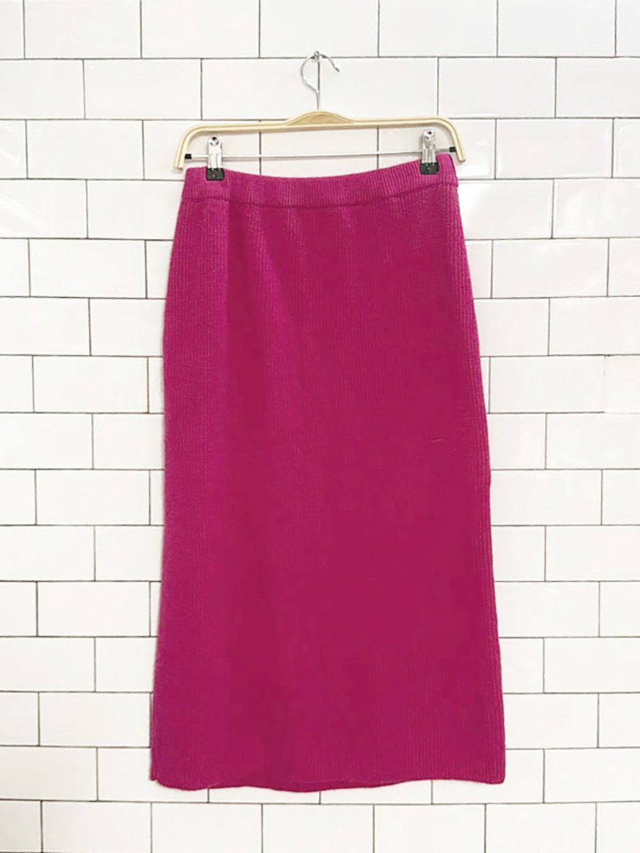 vintage ports 100% wool ribbed knit midi skirt - good market thrift store