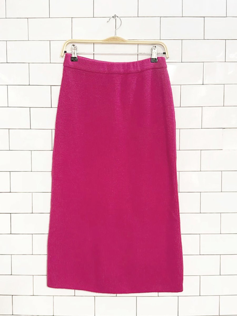 vintage ports 100% wool ribbed knit midi skirt - good market thrift store