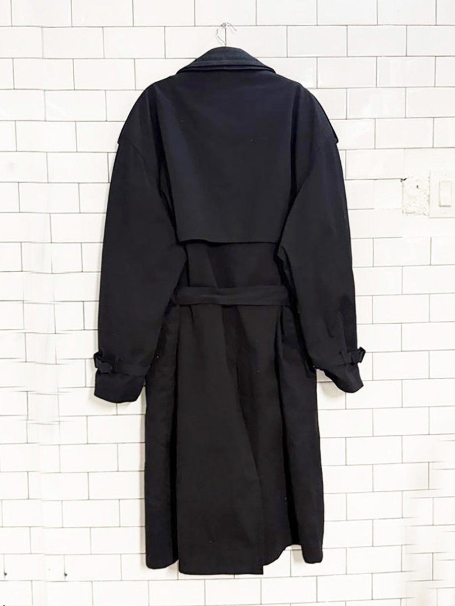 vintage progress 1878 nubuck leather collar belted trench coat | removable liner - good market thrift store