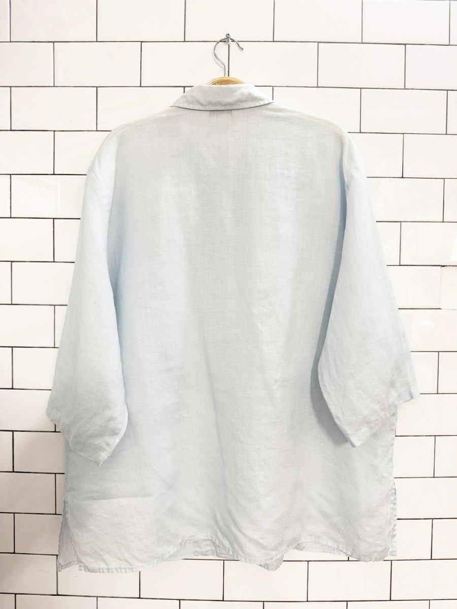 vintage puli 100% linen full button resort shirt - good market thrift store