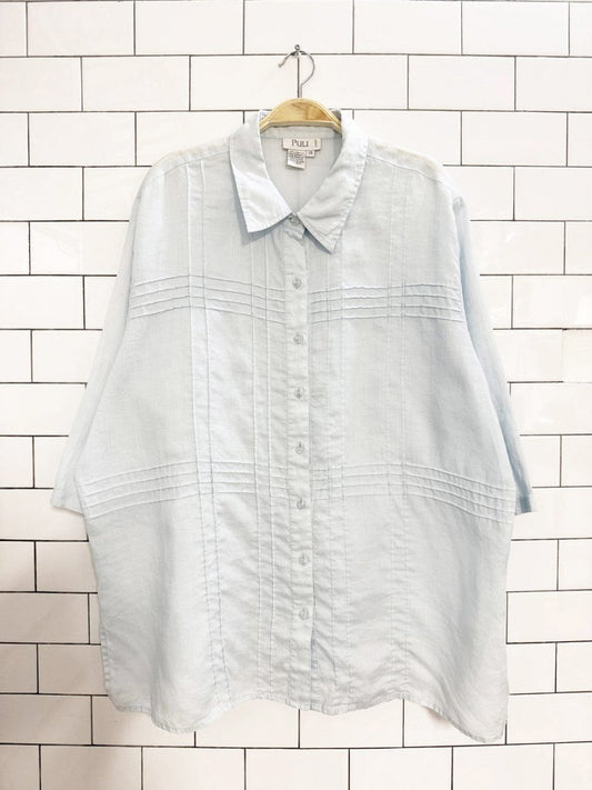 vintage puli 100% linen full button resort shirt - good market thrift store