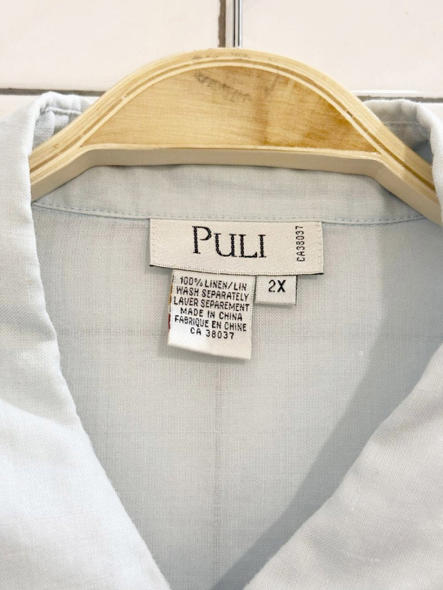 vintage puli 100% linen full button resort shirt - good market thrift store