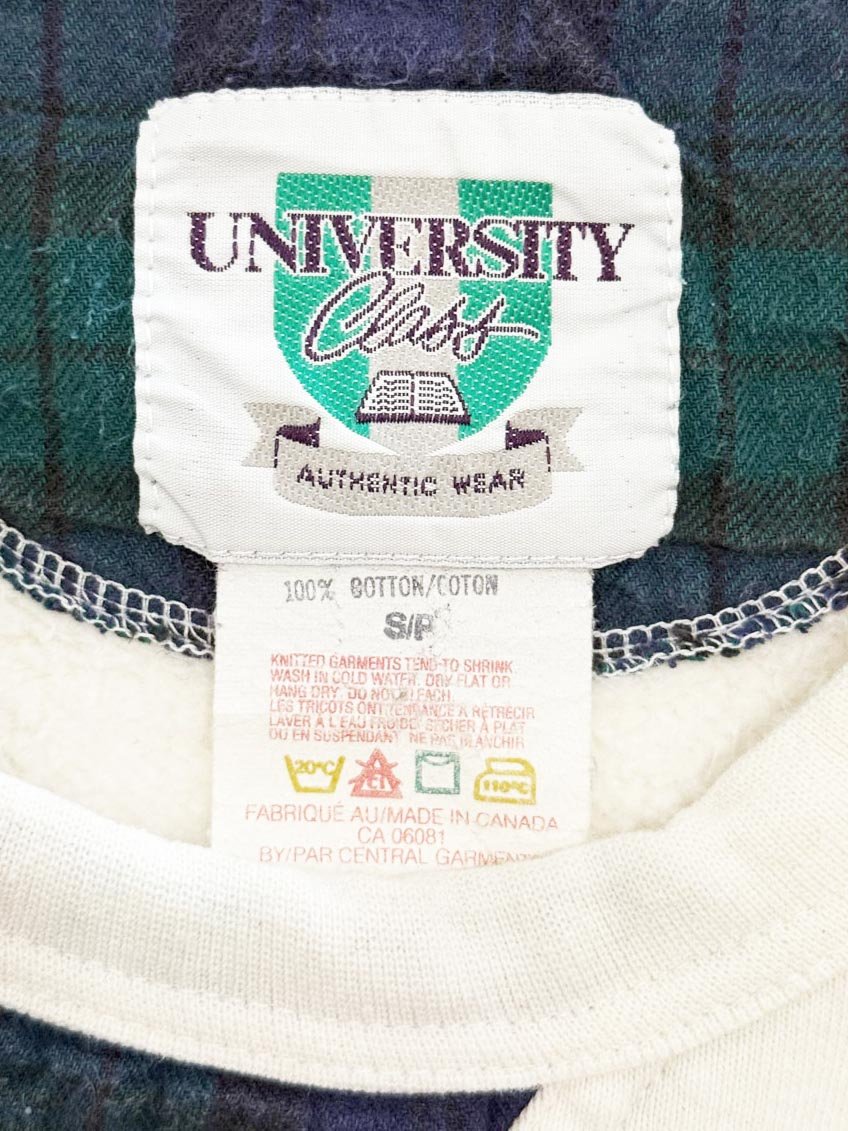 vintage queens university tartan embroidered sweatshirt | made in Canada - good market thrift store