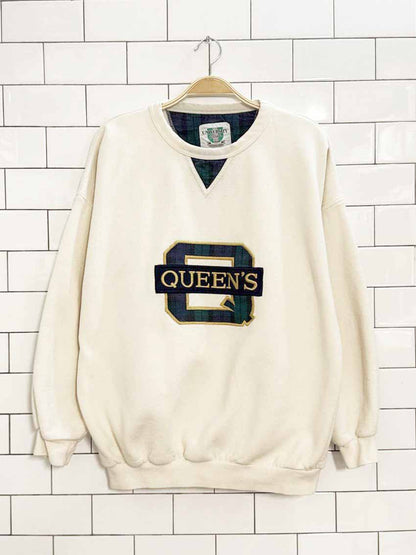 vintage queens university tartan embroidered sweatshirt | made in Canada - good market thrift store