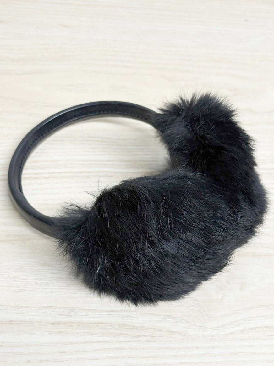 vintage rabbit fur ear muffs | leather headband - good market thrift store