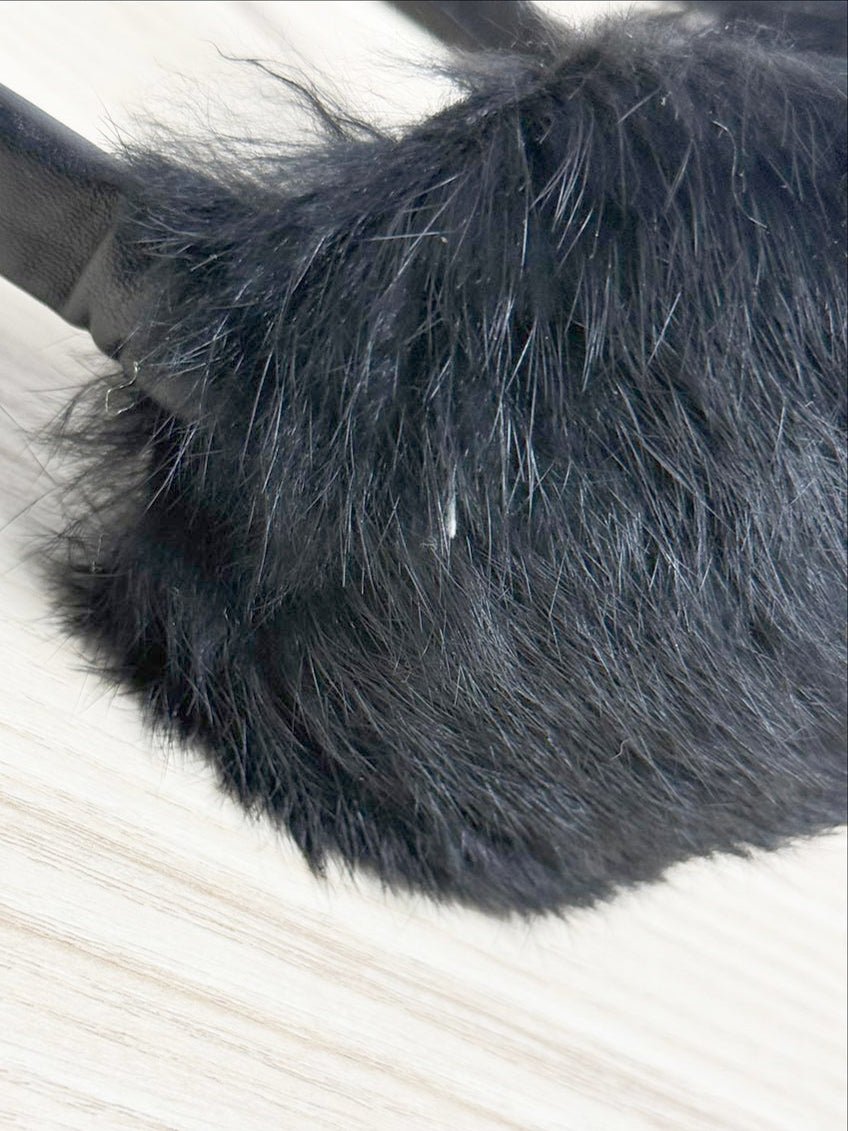 vintage rabbit fur ear muffs | leather headband - good market thrift store