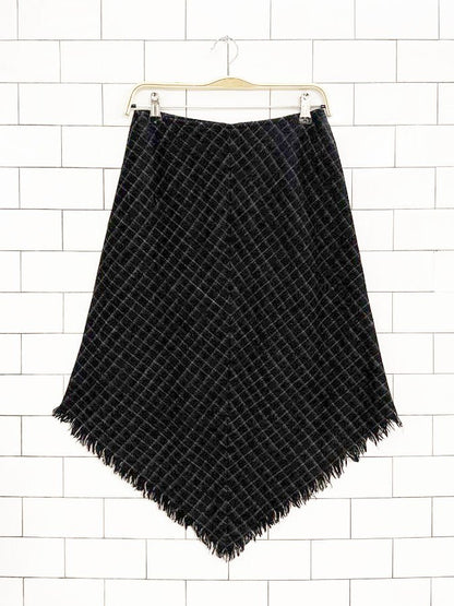 vintage rafaella wool - blend check fringe midi skirt - good market thrift store