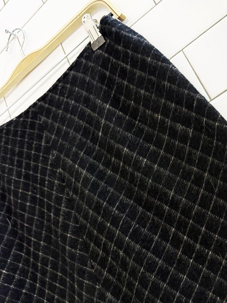 vintage rafaella wool - blend check fringe midi skirt - good market thrift store