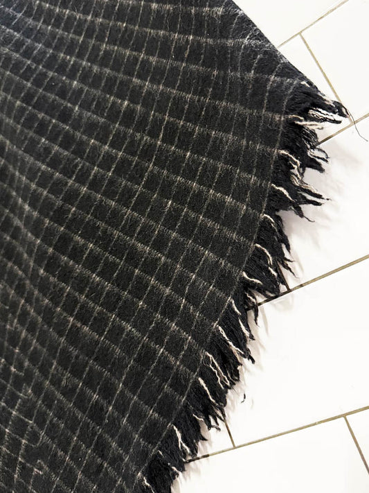 vintage rafaella wool - blend check fringe midi skirt - good market thrift store