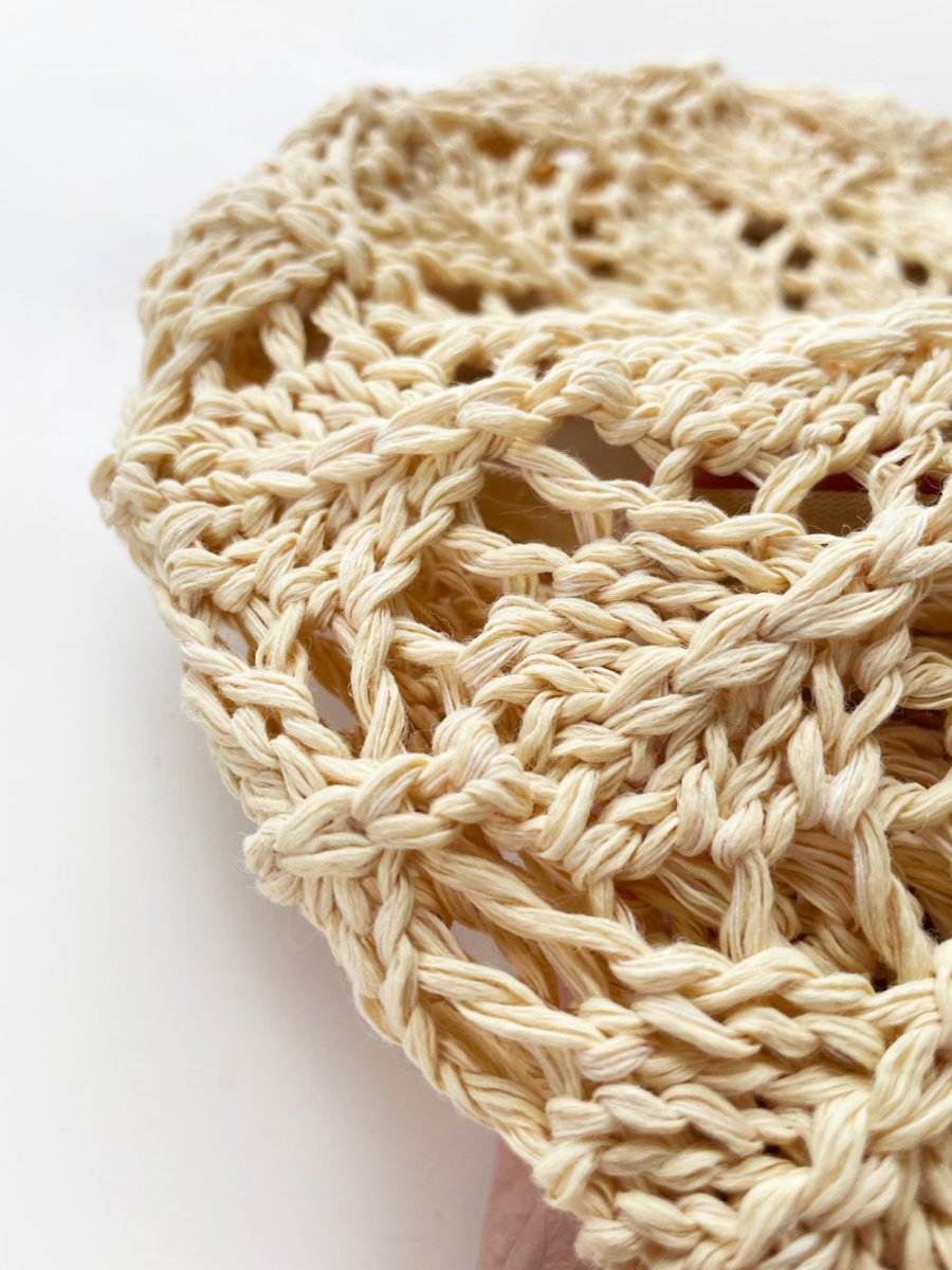 vintage raffia crochet knit summer beret - good market thrift store