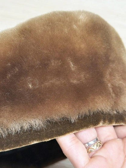 vintage real shaved fur pillbox hat - good market thrift store