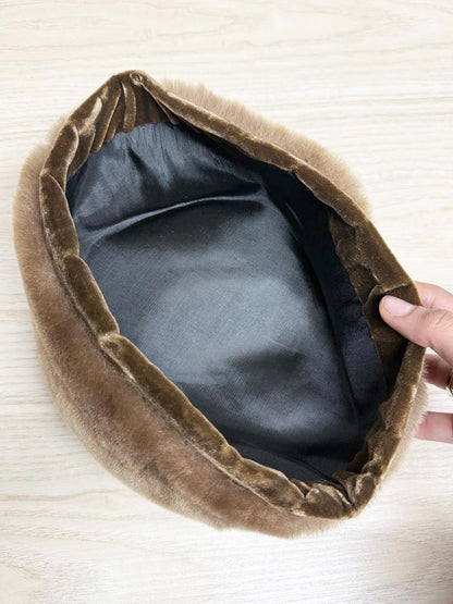 vintage real shaved fur pillbox hat - good market thrift store