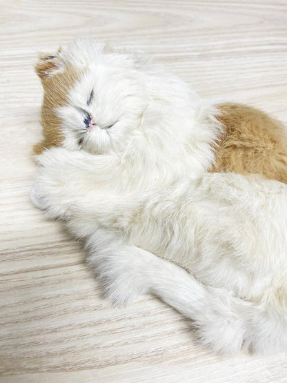 vintage realistic rabbit fur sleeping cat - good market thrift store