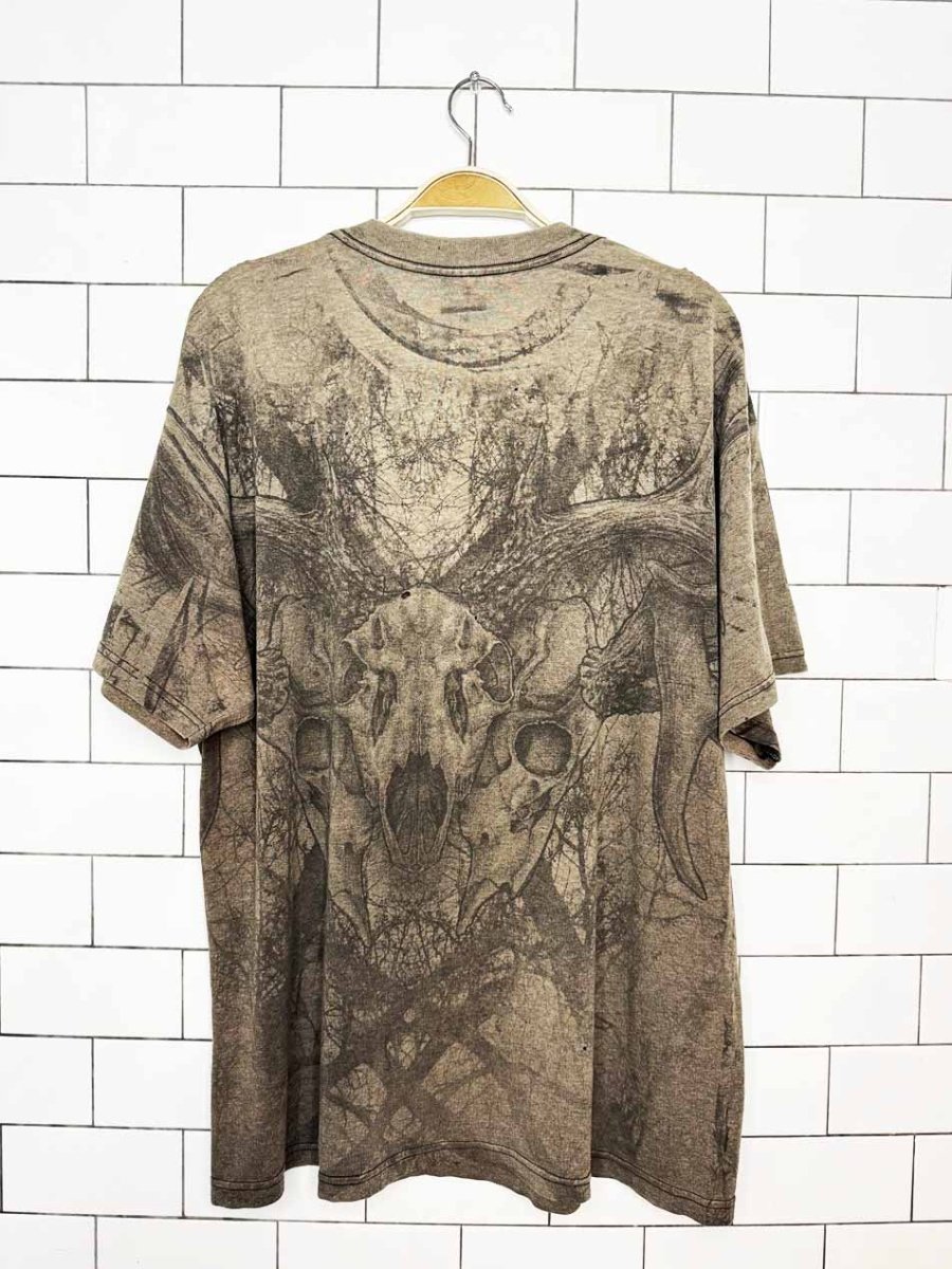vintage realtree camo skull all over printed tee - good market thrift store