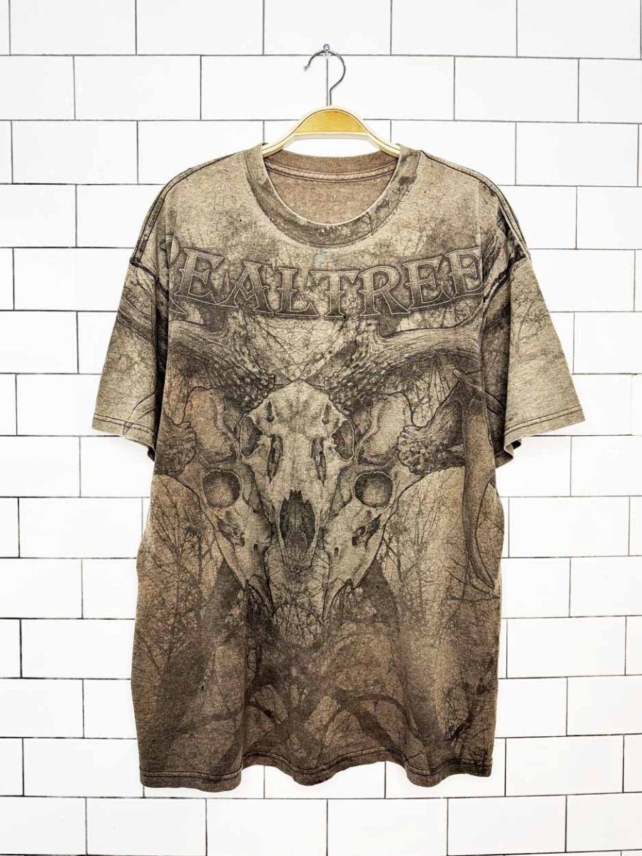 vintage realtree camo skull all over printed tee - good market thrift store