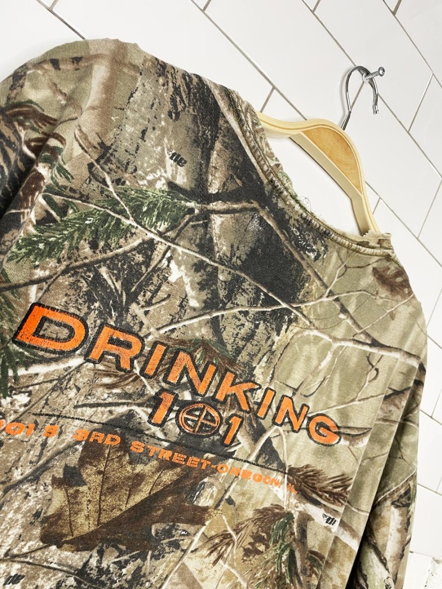 vintage realtree drinking 101 distressed camo tee - good market thrift store