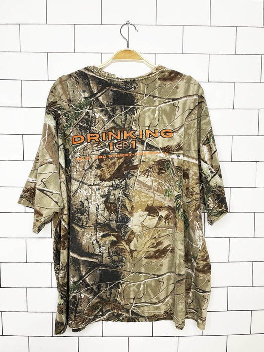 vintage realtree drinking 101 distressed camo tee - good market thrift store