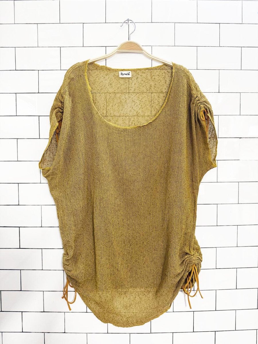 vintage renata mesh drawstring boxy top | beach cover up - good market thrift store