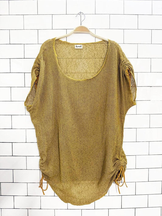 vintage renata mesh drawstring boxy top | beach cover up - good market thrift store