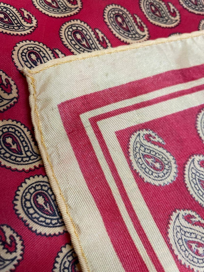 vintage retro paisley poly satin square scarf - good market thrift store