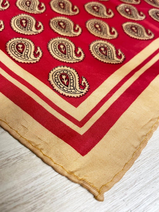 vintage retro paisley poly satin square scarf - good market thrift store