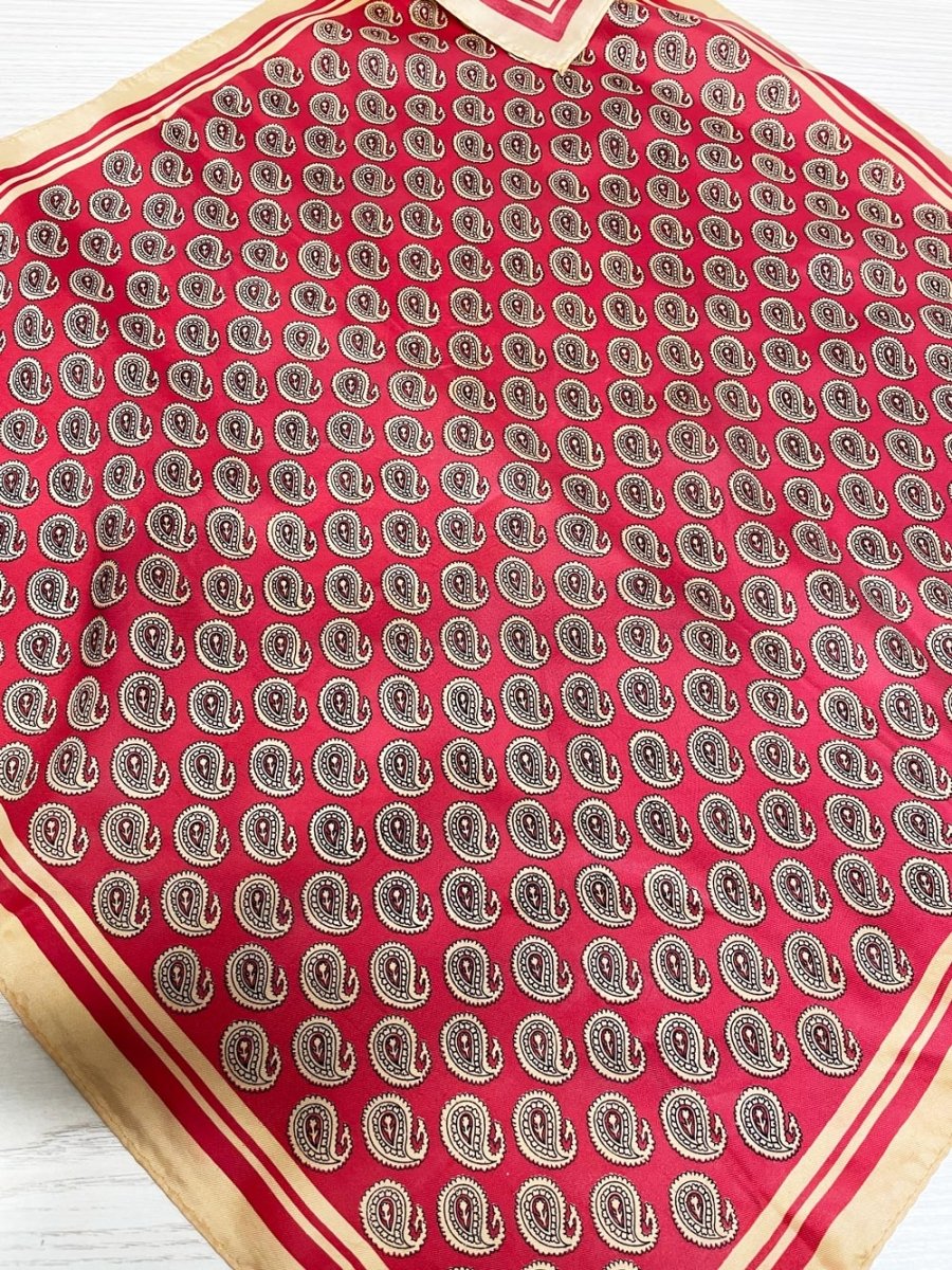 vintage retro paisley poly satin square scarf - good market thrift store