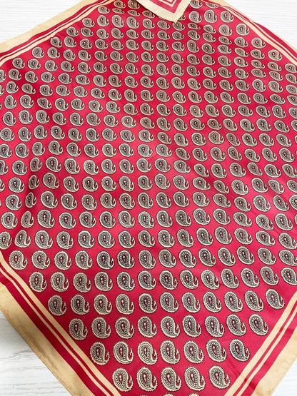 vintage retro paisley poly satin square scarf - good market thrift store