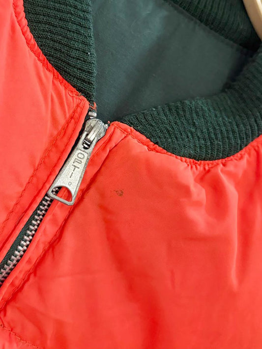 vintage reversible full zip down puffer hunting vest | opti zipper - good market thrift store
