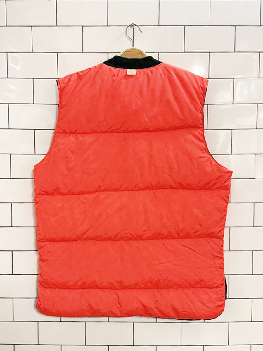 vintage reversible full zip down puffer hunting vest | opti zipper - good market thrift store