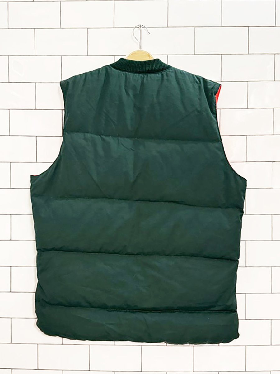 vintage reversible full zip down puffer hunting vest | opti zipper - good market thrift store