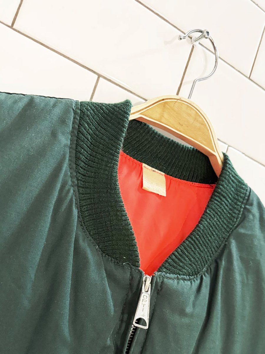 vintage reversible full zip down puffer hunting vest | opti zipper - good market thrift store