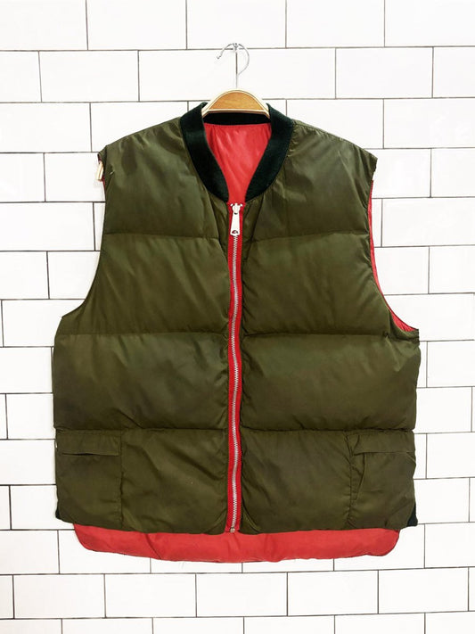 vintage reversible hunting down puffer vest - good market thrift store