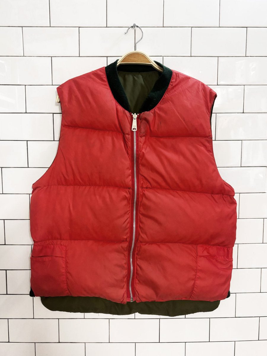 vintage reversible hunting down puffer vest - good market thrift store