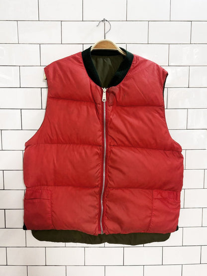 vintage reversible hunting down puffer vest - good market thrift store