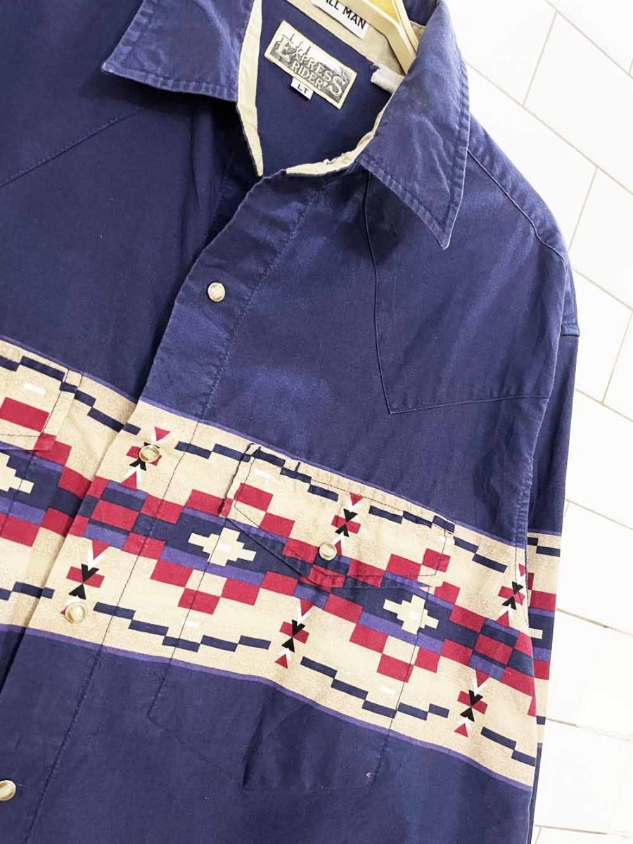 vintage rider express southwestern full button shirt - good market thrift store