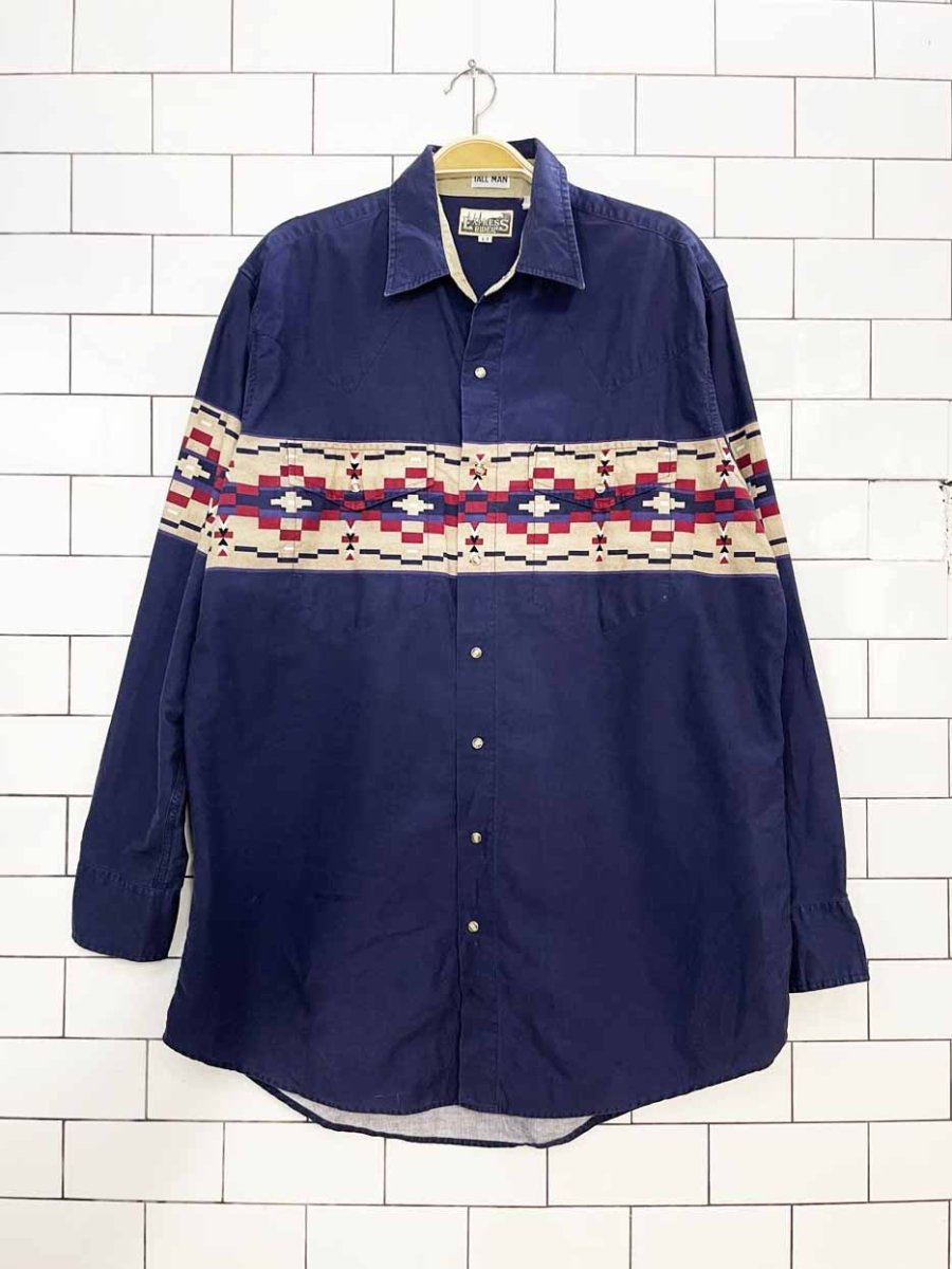 vintage rider express southwestern full button shirt - good market thrift store