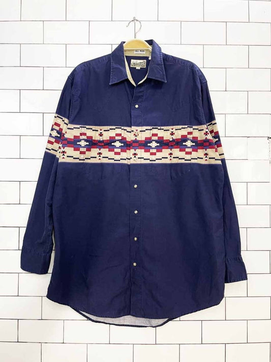 vintage rider express southwestern full button shirt - good market thrift store