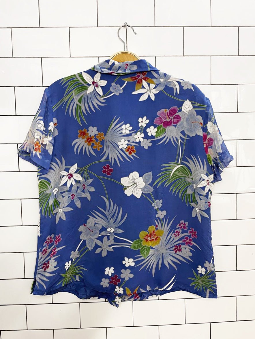 vintage robbie bee 100% silk tropical full button resort shirt - good market thrift store