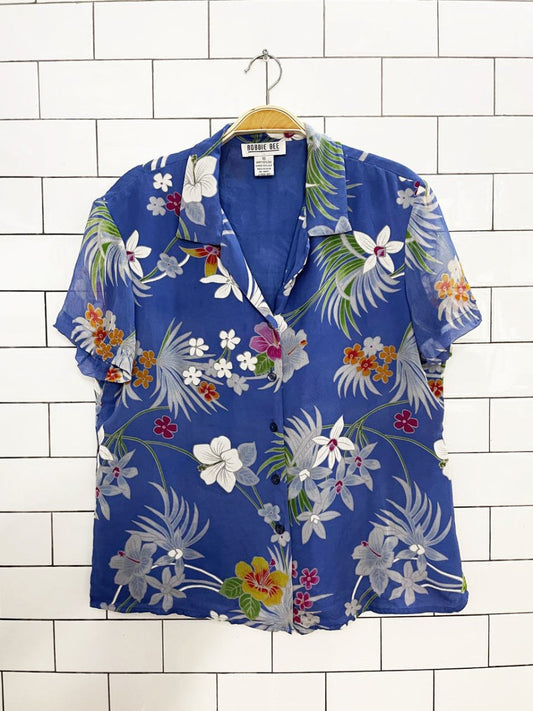 vintage robbie bee 100% silk tropical full button resort shirt - good market thrift store
