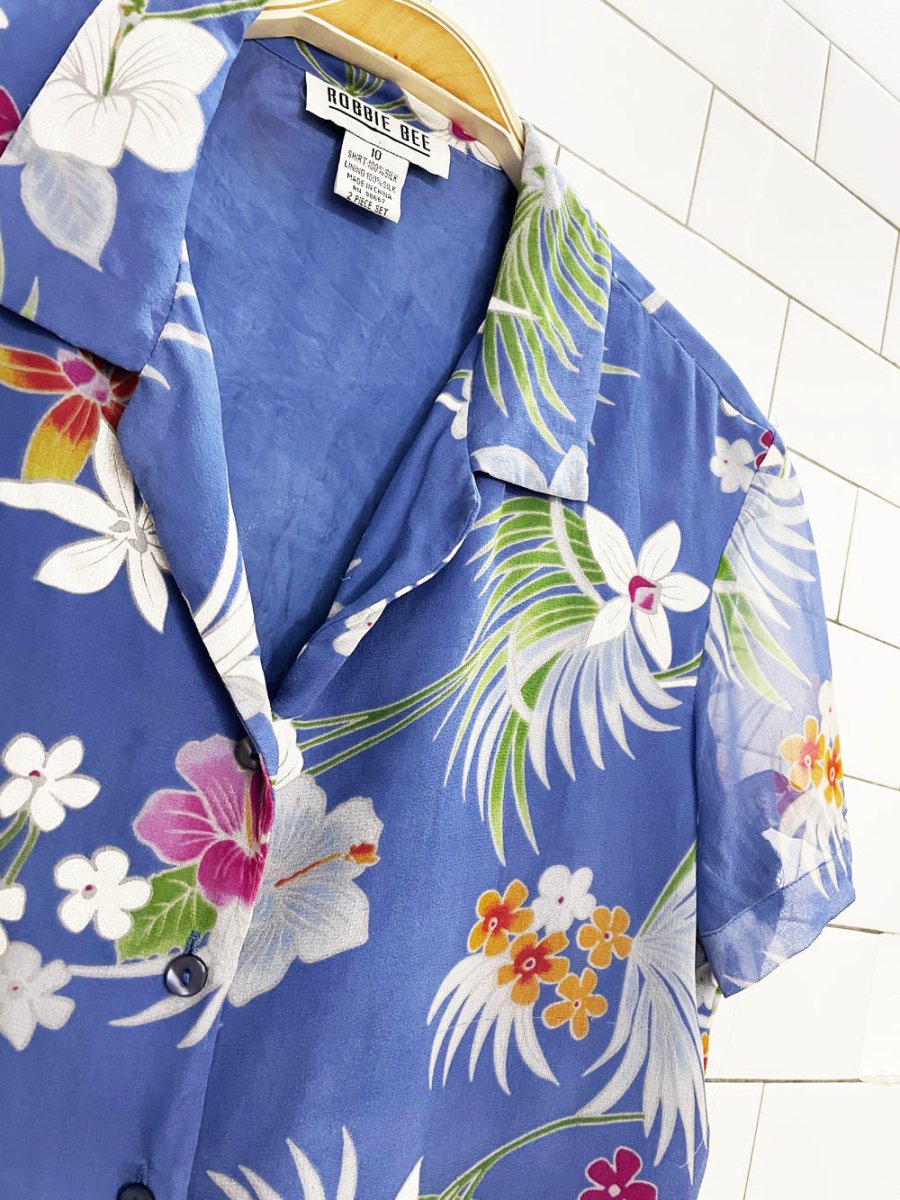 vintage robbie bee 100% silk tropical full button resort shirt - good market thrift store