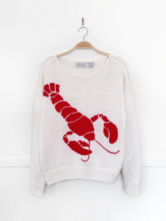 vintage rober scott nantucket lobster ramie-blend knit sweater - good market thrift store