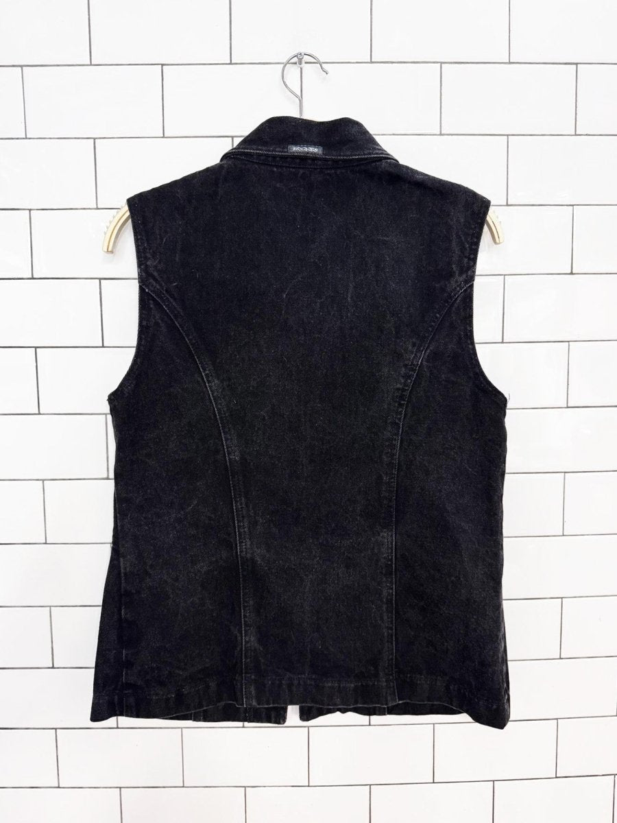 vintage rockies fitted full zip denim vest top - good market thrift store