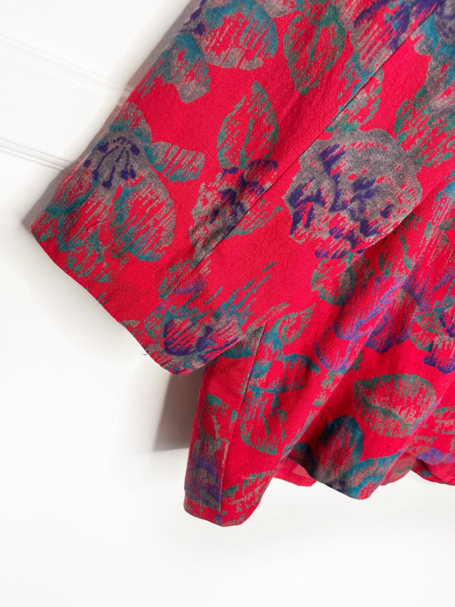 vintage rodier paris 100% wool rose print double breasted light blazer - good market thrift store