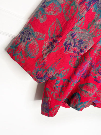 vintage rodier paris 100% wool rose print double breasted light blazer - good market thrift store