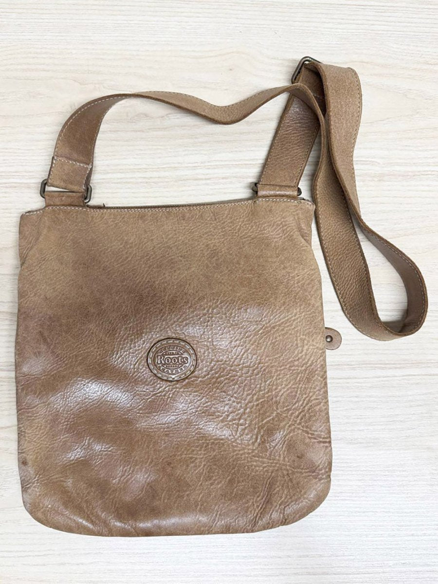 vintage roots leather crossbody bag | made in Canada - good market thrift store