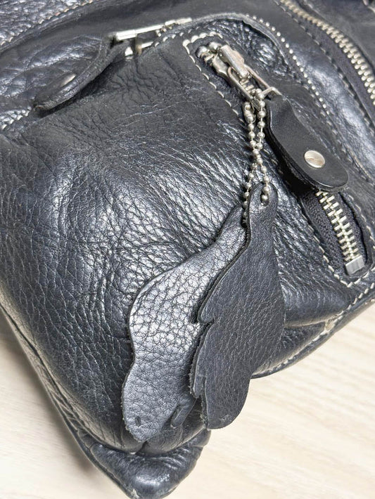 vintage roots leather venetian tribe crossbody bag - good market thrift store